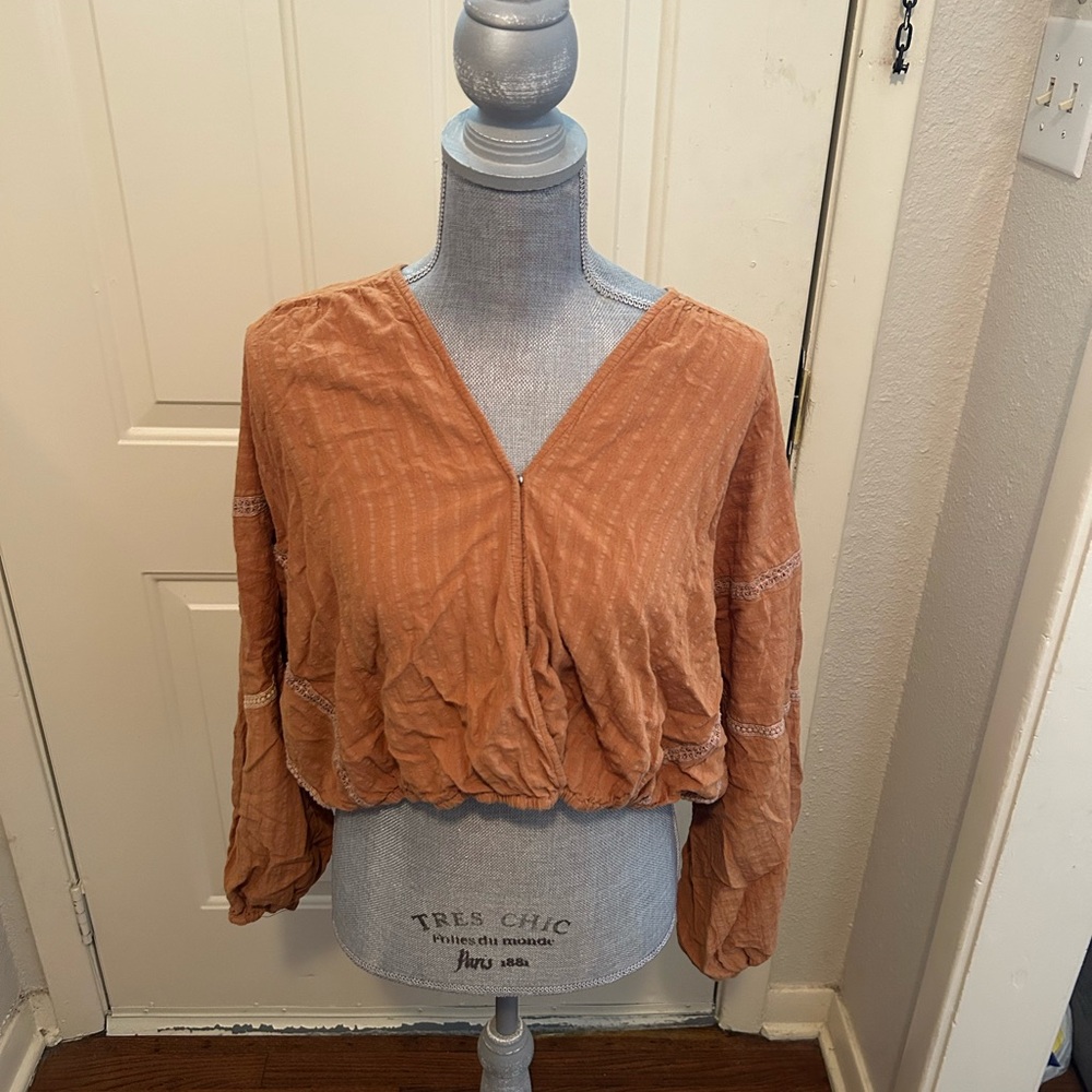 Very J Terracotta Large Wrap Top